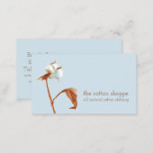Cotton Boll Plant Watercolor Blue Business Card (Front/Back)