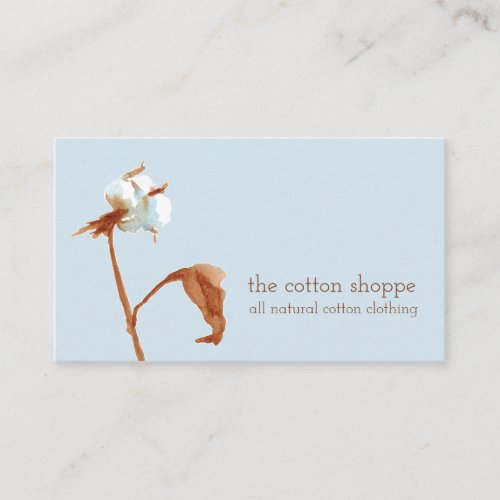 Cotton Boll Plant Watercolor Blue Business Card