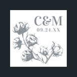 Cotton Boll Plant Wedding Save the Date Monogram Self-inking Stamp<br><div class="desc">Original hand drawn etching of a cotton boll plant by Paula Pecevich // La Bella Rue. Add your initials and wedding date. Change the gray ink to a different color ink that is available. For inquiries about custom design changes by the independent designer please email paula@labellarue.com BEFORE you customize or...</div>