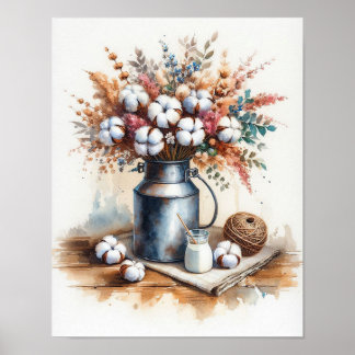 Cotton Bouquet in a Milk Can 2 Poster