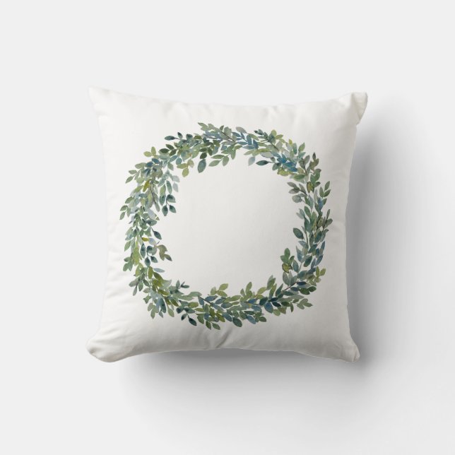 Cotton boxwood wreath pillow (Front)