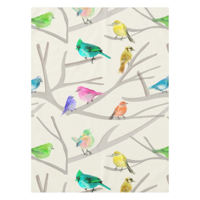 Cotton Butter, 52" x 70" Birds Tablecloth (Front)