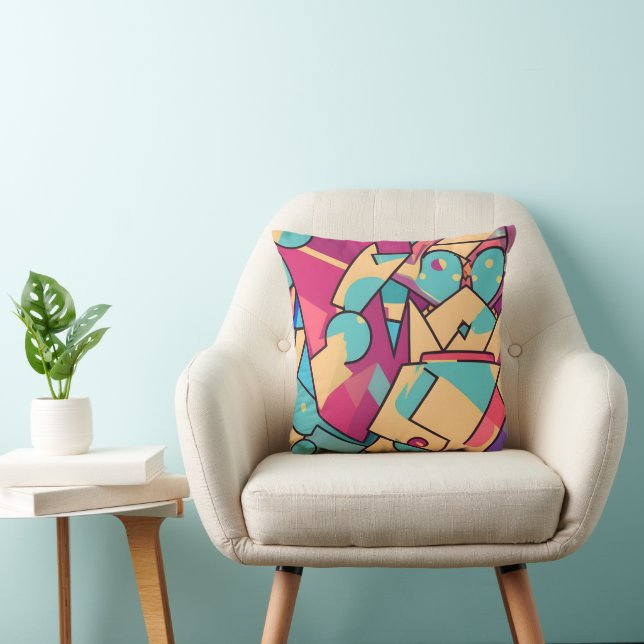 Cotton Candy Abstract Art Throw Pillow (Chair)
