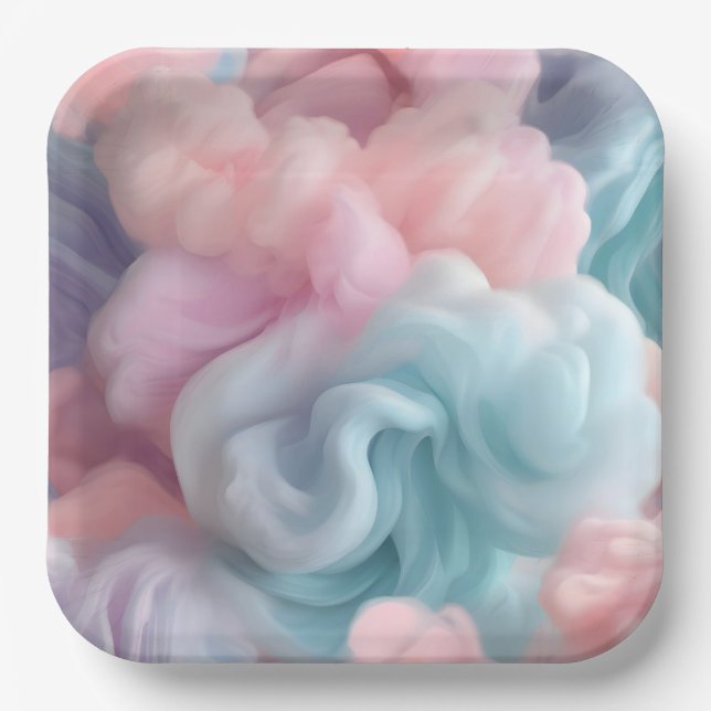 Cotton Candy Abstract Paper Plates (Front)