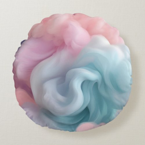 Cotton Candy Abstract Round Pillow