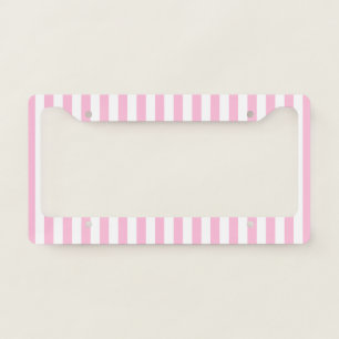Cotton Candy and White Vertical Stripes License Plate Frame