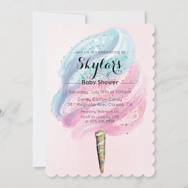 Cotton Candy Baby Shower Invitation (Front)