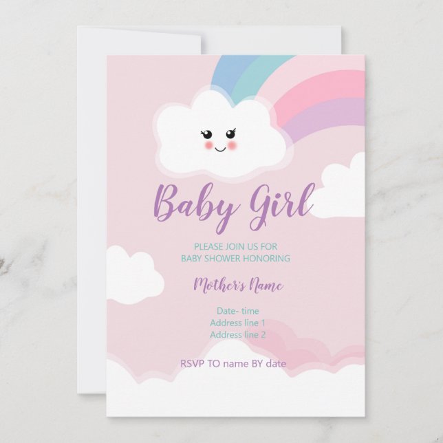 Cotton candy baby shower invitation (Front)