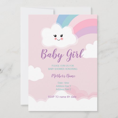 Cotton candy baby shower invitation