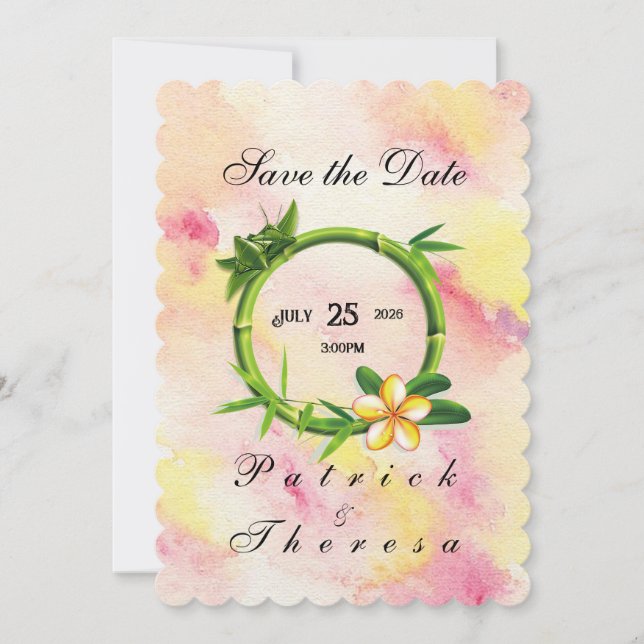 Cotton Candy Bamboo Flat Wedding Invitation (Front)