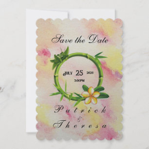 Cotton Candy Bamboo Flat Wedding Invitation