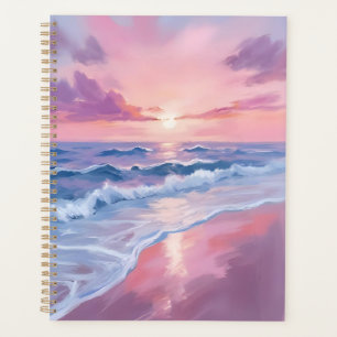 Cotton Candy Beach   Pink Ocean Waves Painting Planner