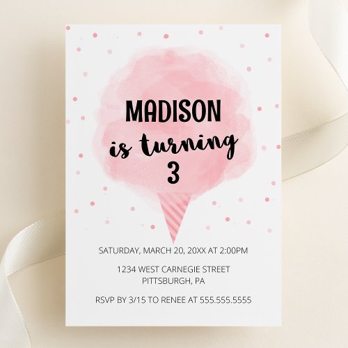 Cotton Candy Birthday Party Invitation