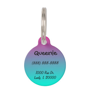 Cotton Candy Blue and Purple Ombre Pet Name Tag