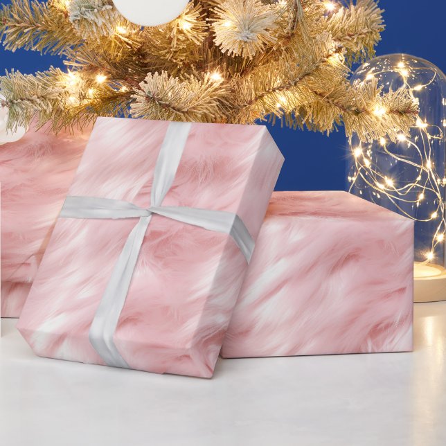 Cotton Candy Blush Pink Faux Fur Wrapping Paper (Holidays)