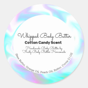 Cotton Candy Body Butter Bath Branding Packaging Classic Round Sticker