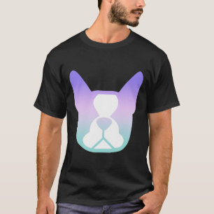 Cotton Candy Boston Terrier Face In Aqua Pink And T-Shirt