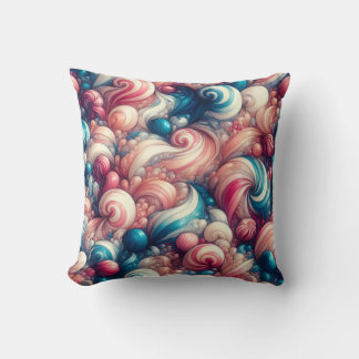 Cotton Candy Bubblegum Throw Pillow