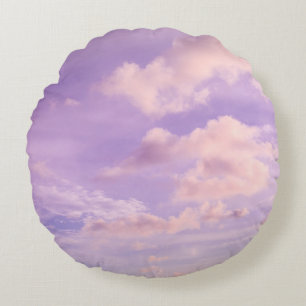 Cotton Candy Caribbean Clouds 1 Round Pillow