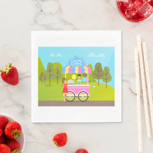 Cotton Candy Cart in Park Sweet Summer Treat Napkins