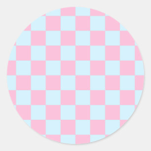 Cotton Candy Checkerboard Classic Round Sticker