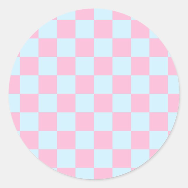 Cotton Candy Checkerboard Classic Round Sticker (Front)