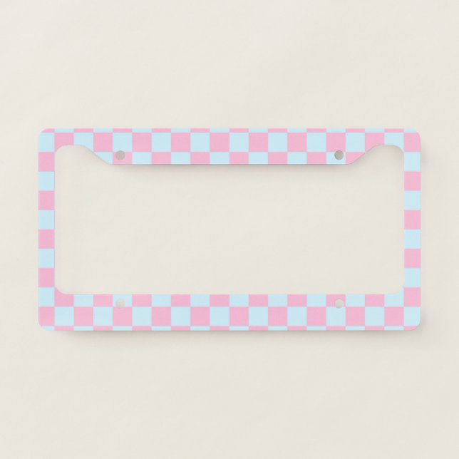 Cotton Candy Checkerboard License Plate Frame (Front)