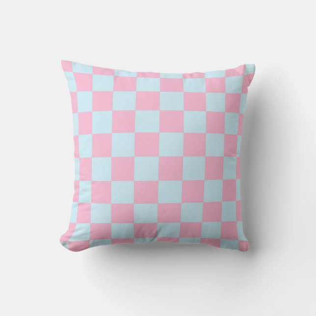 Cotton Candy Checkerboard Throw Pillow (Front)