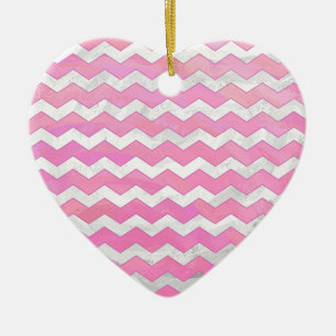 Cotton Candy Chevon Pattern Ceramic Ornament
