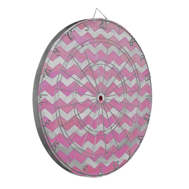 Cotton Candy Chevon Pattern Dartboard With Darts (Front Left)