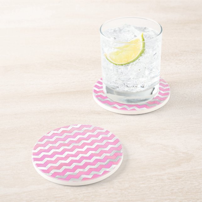 Cotton Candy Chevon Pattern Drink Coaster (Side)