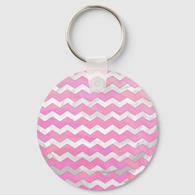 Cotton Candy Chevon Pattern Keychain (Front)