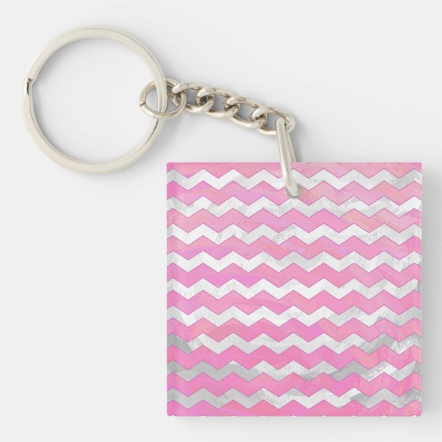 Cotton Candy Chevon Pattern Keychain (Front)