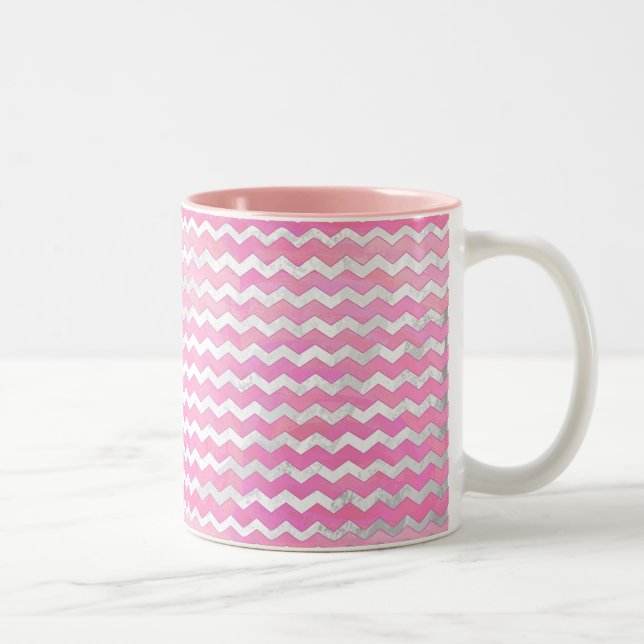 Cotton Candy Chevon Pattern Two-Tone Coffee Mug (Right)
