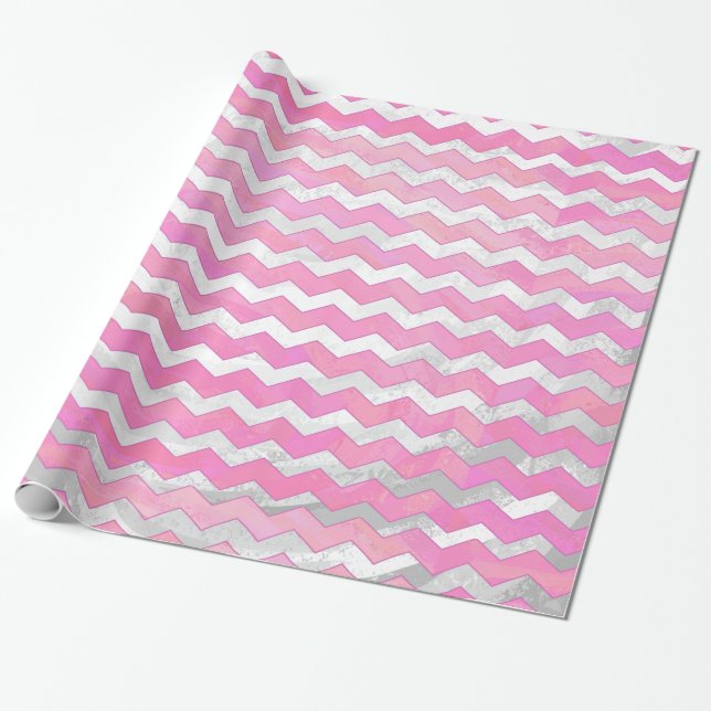 Cotton Candy Chevon Pattern Wrapping Paper (Unrolled)