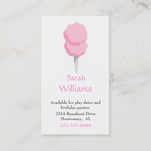 Customizable Cotton Candy Children Calling Card Business Card Templates