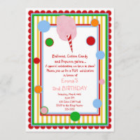 Cotton Candy Circus Carnival Birthday Invitation