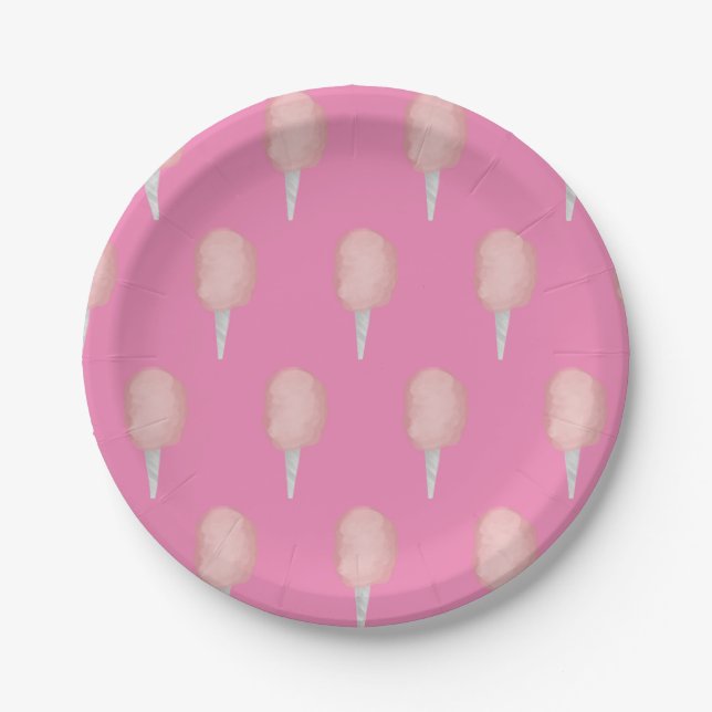 Cotton Candy Circus Carnival Pink Party Paper Plates (Front)