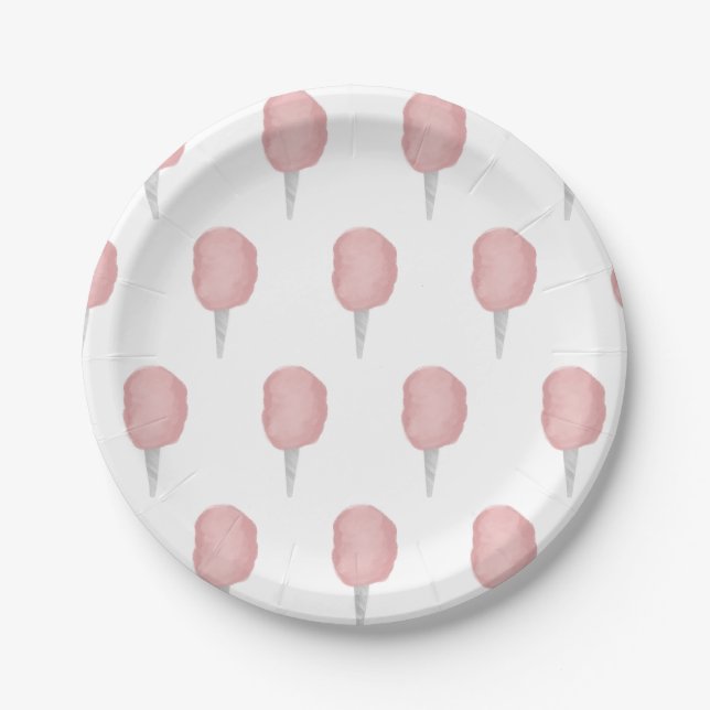 Cotton Candy Circus Carnival Pink Party Paper Plates (Front)