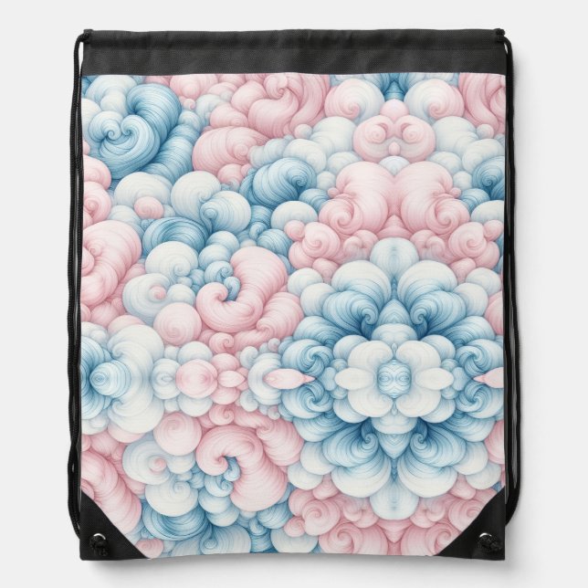 Cotton Candy Clouds Drawstring Bag (Front)