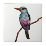 Cotton Candy Color Bird Painting Tile<br><div class="desc">This is a watercolor painting of a bird in cotton candy colors. It is perched on a branch.</div>