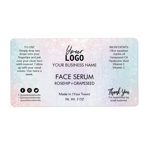 Cotton Candy Colored Face Serum Label