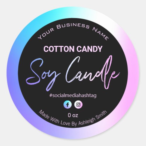Cotton Candy Colored Soy Candle Labels