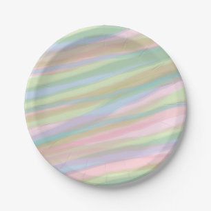 Cotton candy colors striped Paper Plate