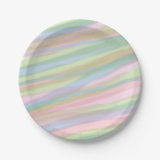 Cotton candy colors striped Paper Plate (Front)