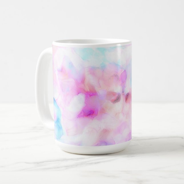 Cotton Candy Colors Watercolor Glam Coffee Mug (Front Left)