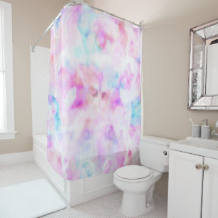 Cotton Candy Colors Watercolor Glam Shower Curtain