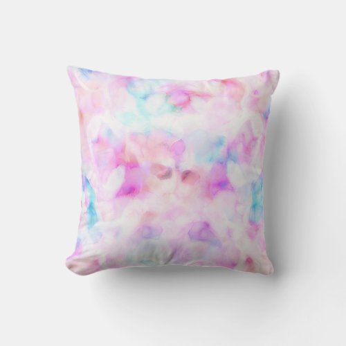 Cotton Candy Colors Watercolor Glam Throw Pillow