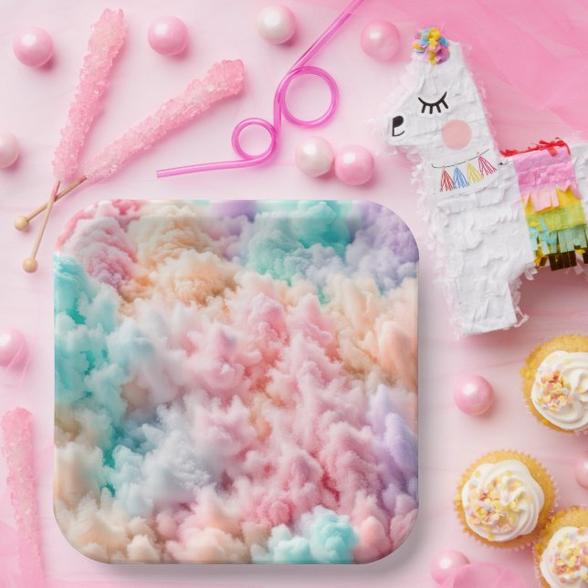 Cotton Candy Fluff Paper Plates (Party)