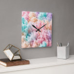 Cotton Candy Fluff Square Wall Clock